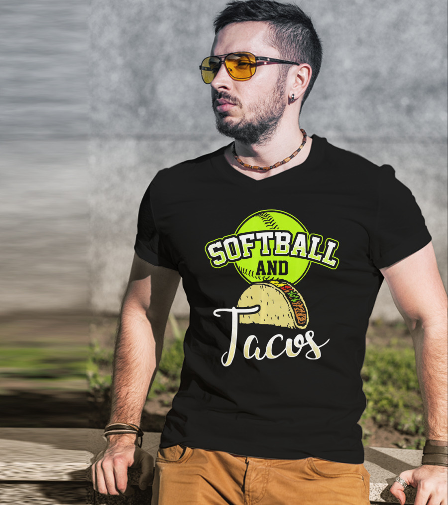 Softball And Tacos Funny Softball Enthusiast T-Shirt