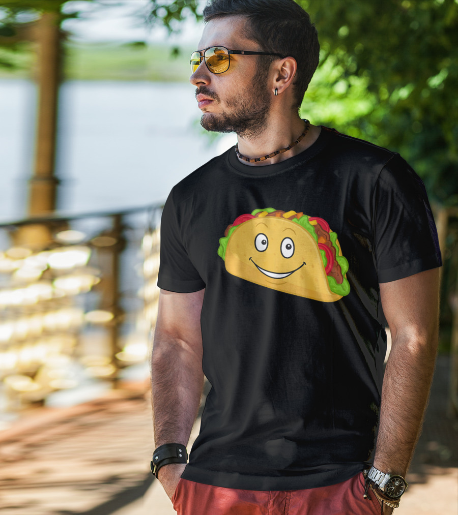 Happy Taco Snack Emoticon Face T-Shirt