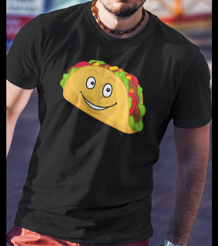 Happy Taco Snack Emoticon Face T-Shirt