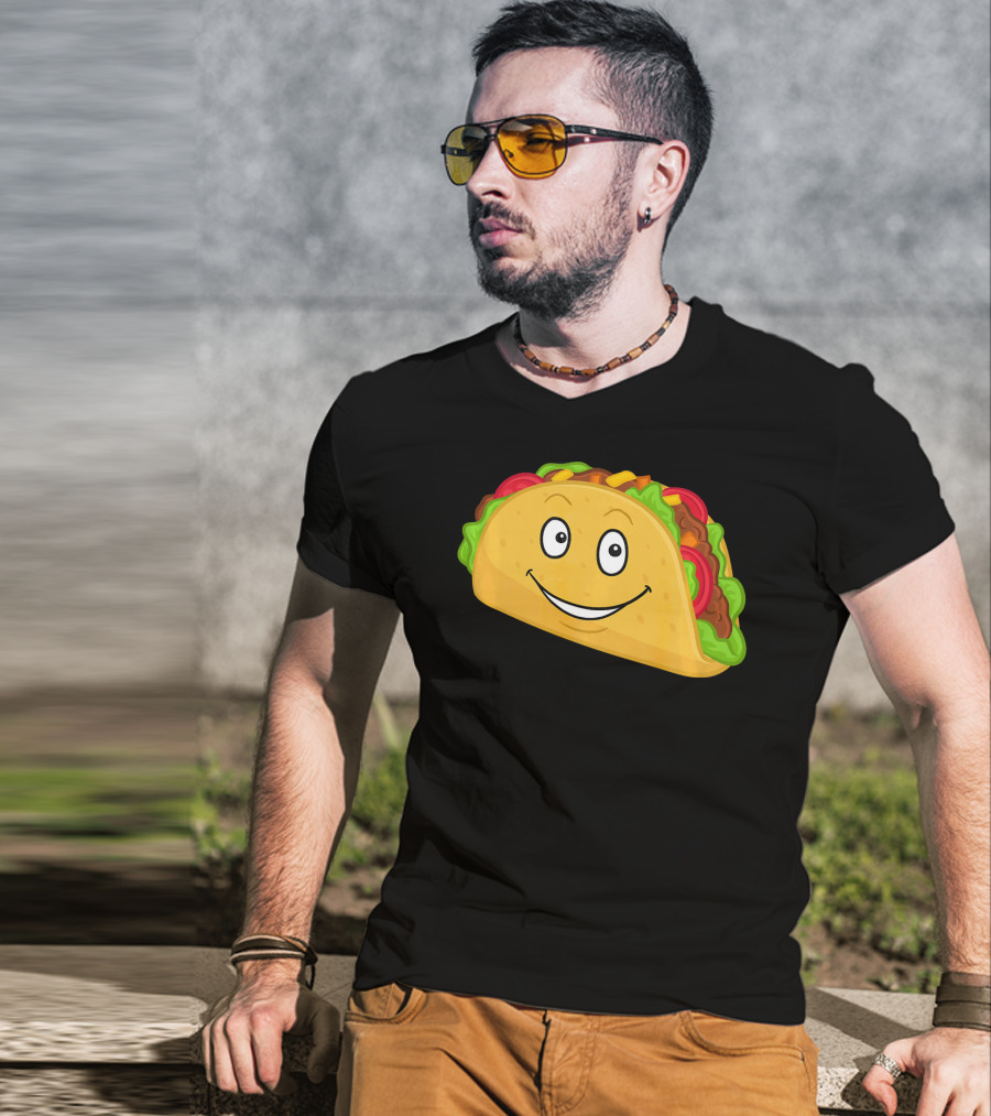 Happy Taco Snack Emoticon Face T-Shirt