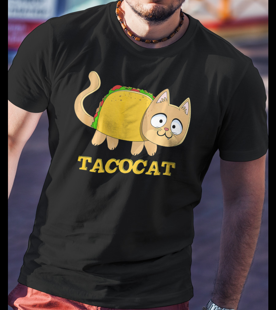 TACOCAT Palindrome Cute Cartoon Funny Cat With Taco Body T-Shirt