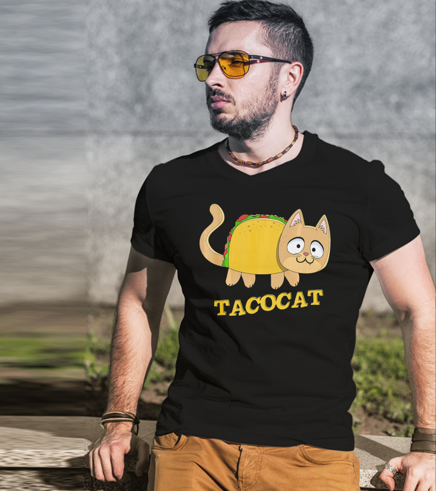 TACOCAT Palindrome Cute Cartoon Funny Cat With Taco Body T-Shirt