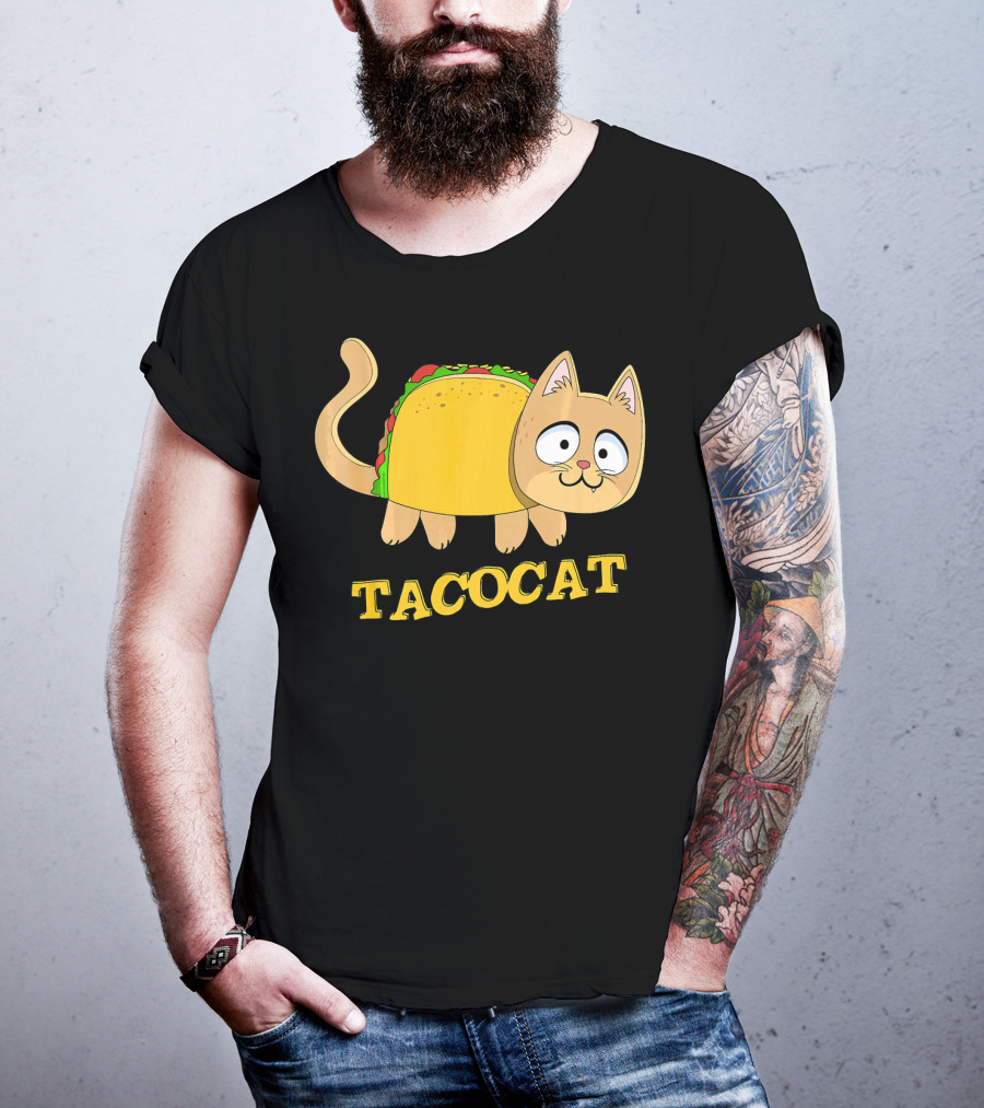 TACOCAT Palindrome Cute Cartoon Funny Cat With Taco Body T-Shirt