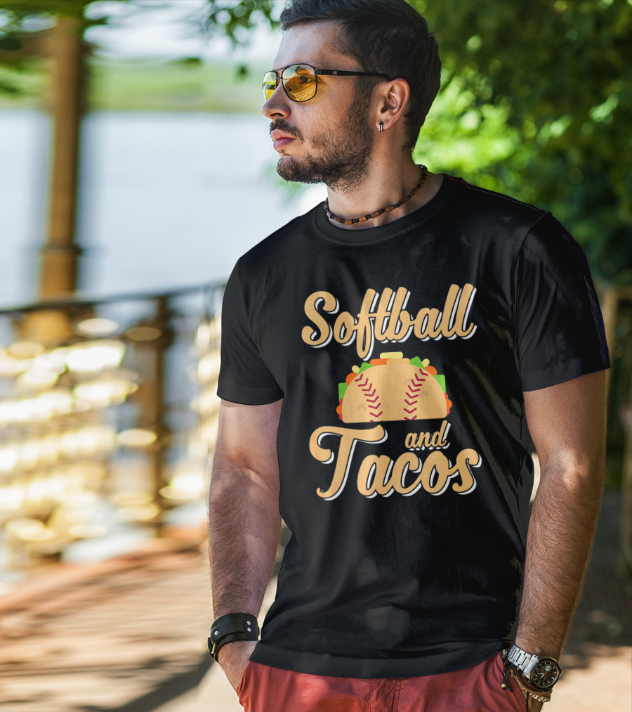 Softball And Tacos Cute Novelty T-Shirt