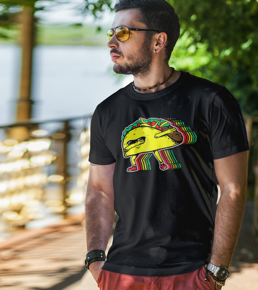 Dabbing Taco With Retro Multicolor Vibe T-Shirt