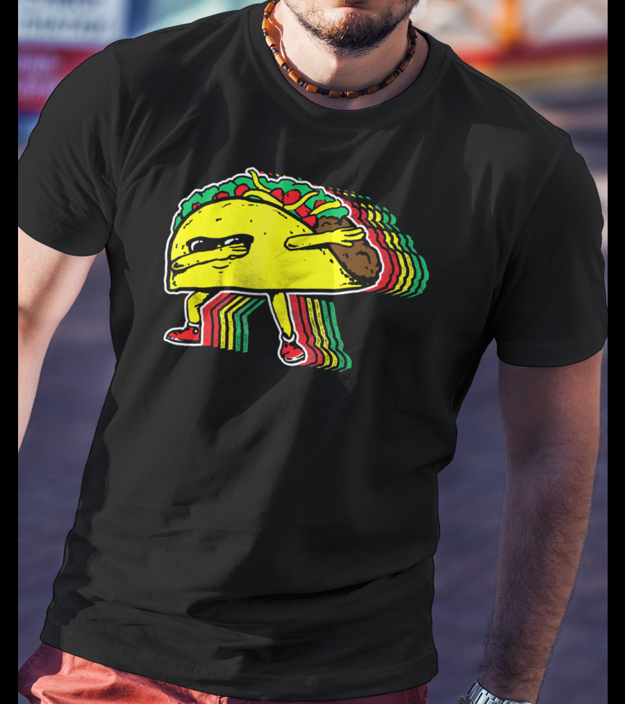 Dabbing Taco With Retro Multicolor Vibe T-Shirt