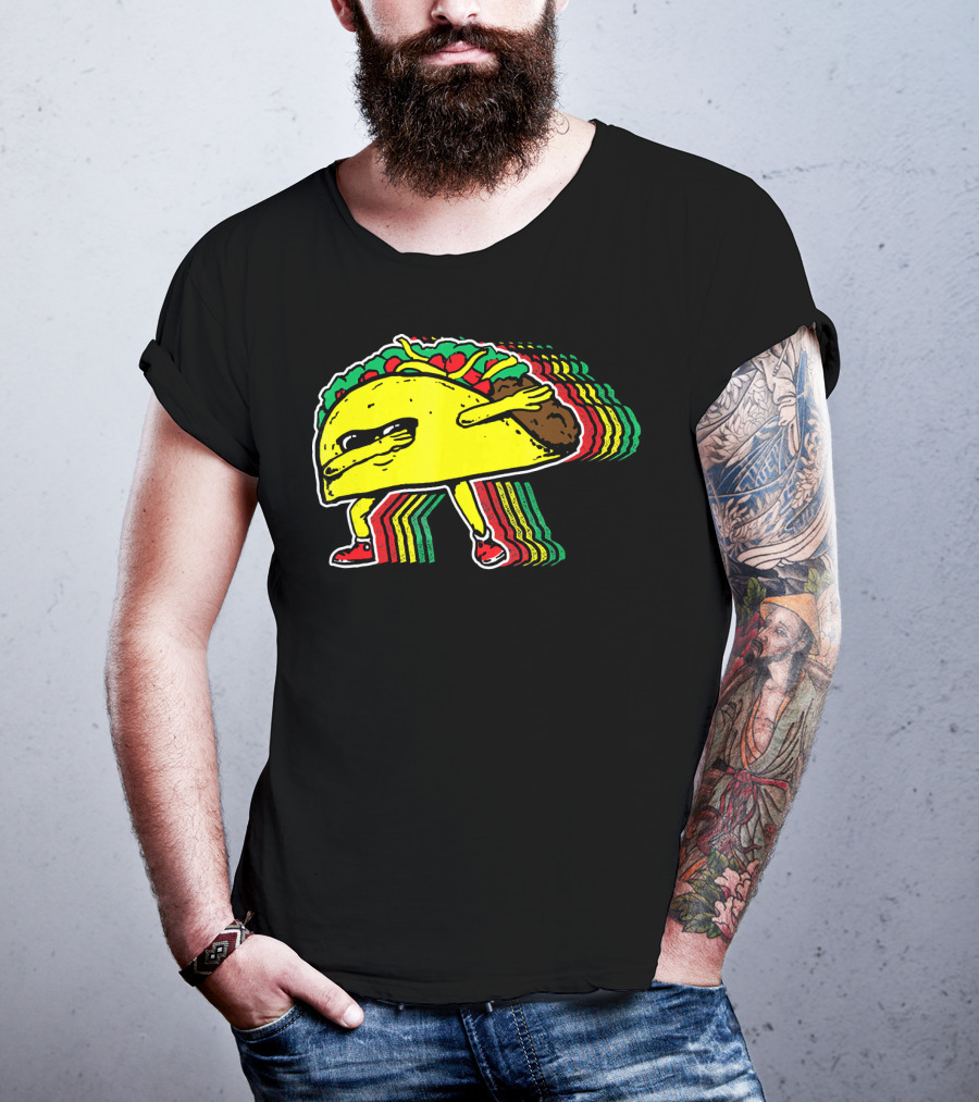 Dabbing Taco With Retro Multicolor Vibe T-Shirt