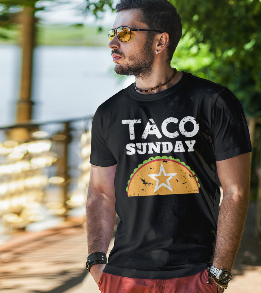 Taco Sunday With Star Inside Crunchy Shell Ribbed Edge T-Shirt