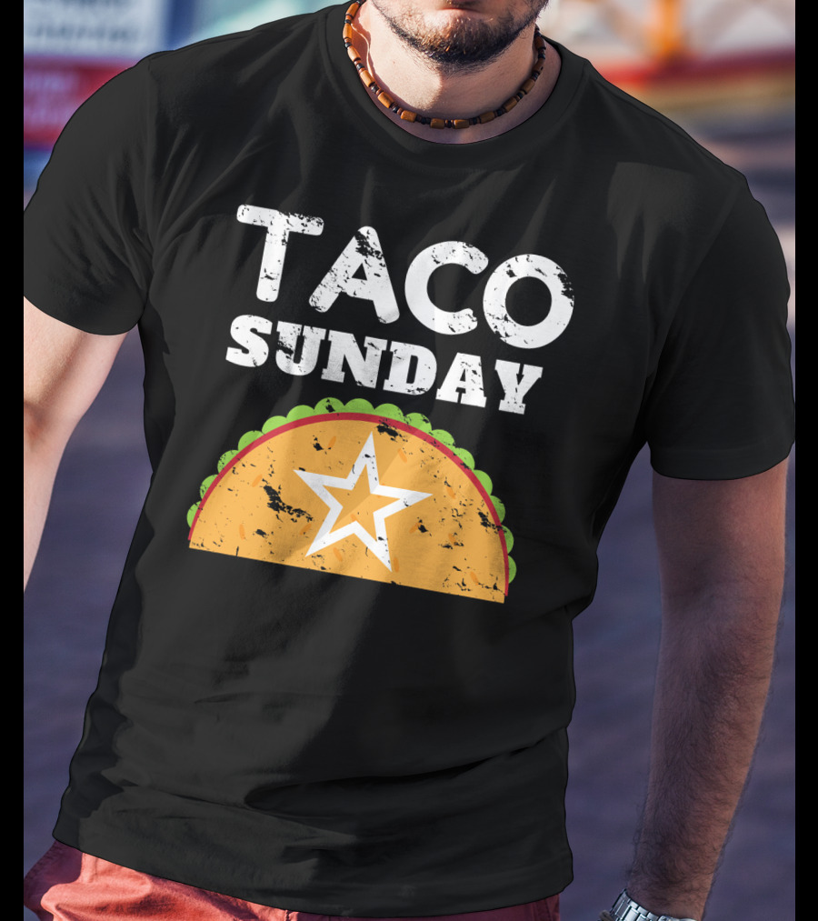 Taco Sunday With Star Inside Crunchy Shell Ribbed Edge T-Shirt
