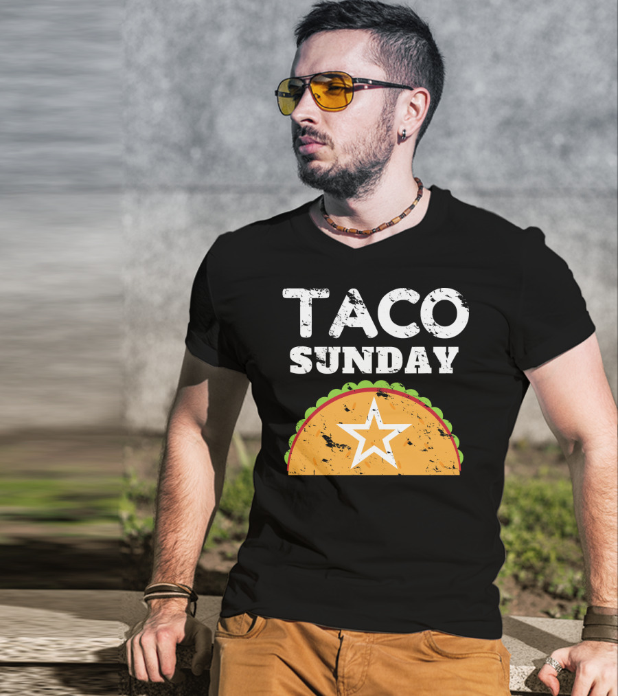 Taco Sunday With Star Inside Crunchy Shell Ribbed Edge T-Shirt