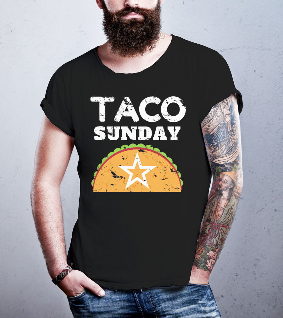 Taco Sunday With Star Inside Crunchy Shell Ribbed Edge T-Shirt
