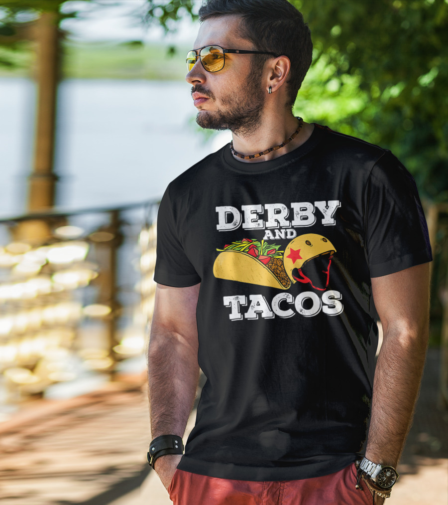 Derby And Tacos Helmet With Star And Taco Filling T-Shirt