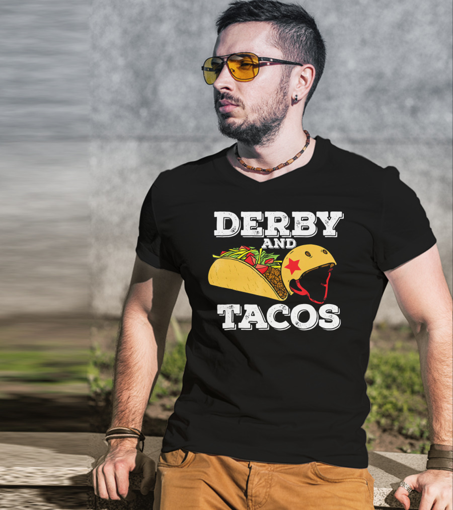 Derby And Tacos Helmet With Star And Taco Filling T-Shirt