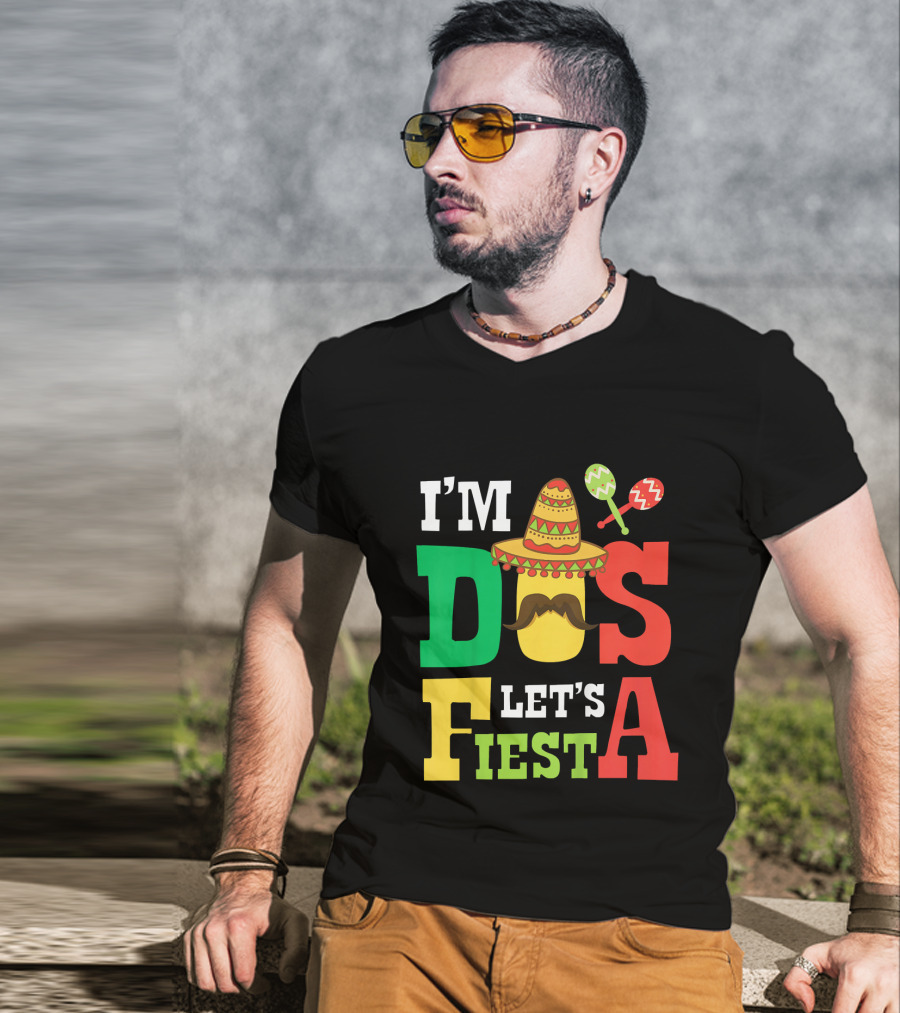 I'm Dos Let's Fiesta 2nd Birthday Taco Hat Maracas T-Shirt