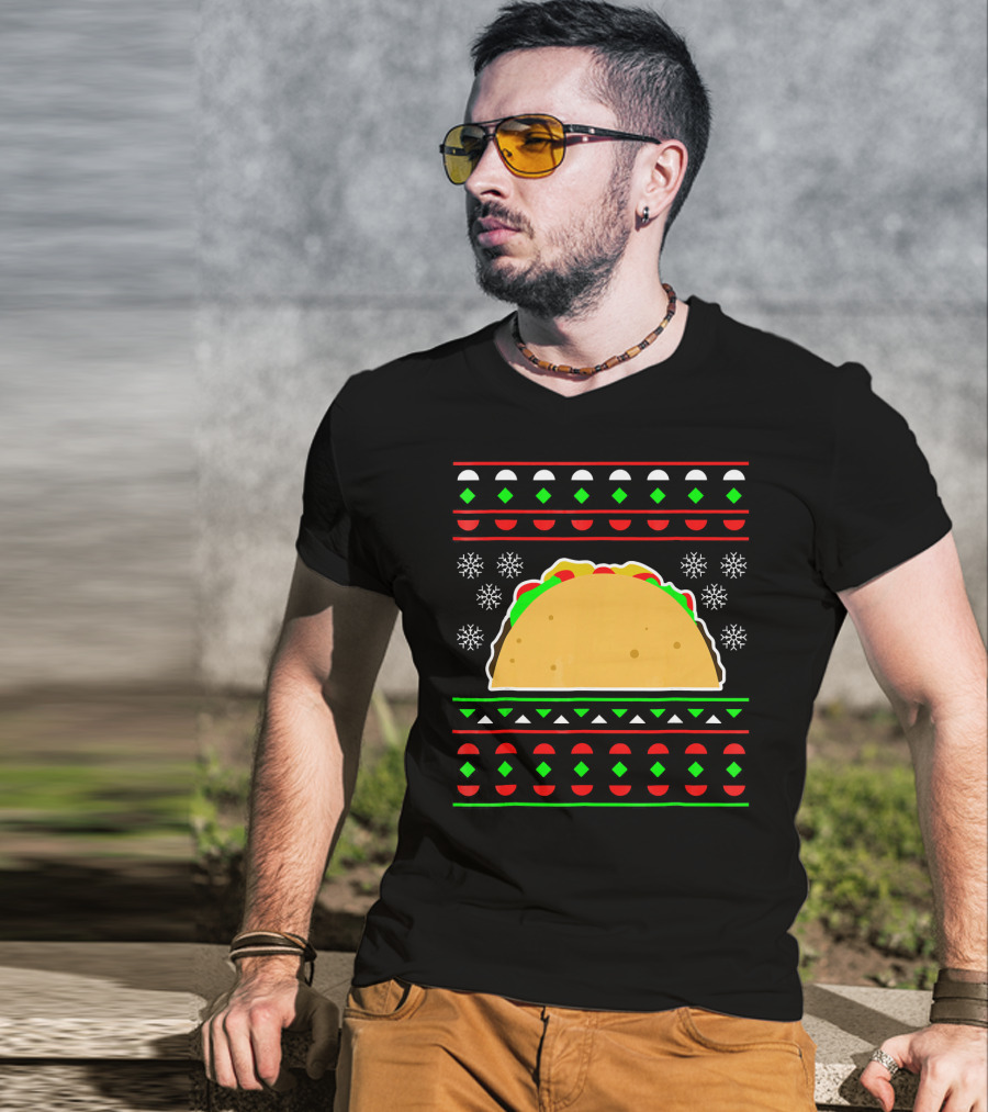 Taco Ugly Christmas Sweater Merry T-Shirt
