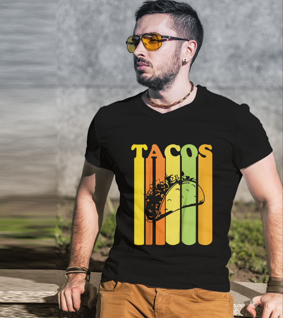 Tacos Retro Vintage Stripes Kids Novelty T-Shirt