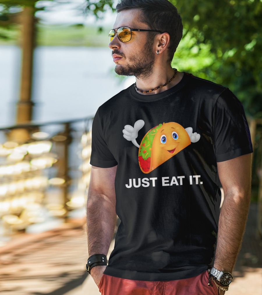 Just Eat It Taco Cartoon Emoji With Hands T-Shirt