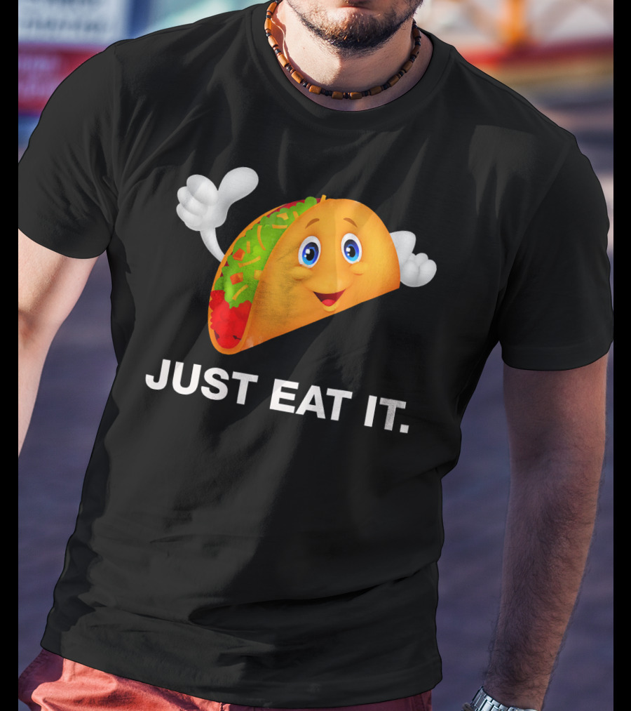 Just Eat It Taco Cartoon Emoji With Hands T-Shirt