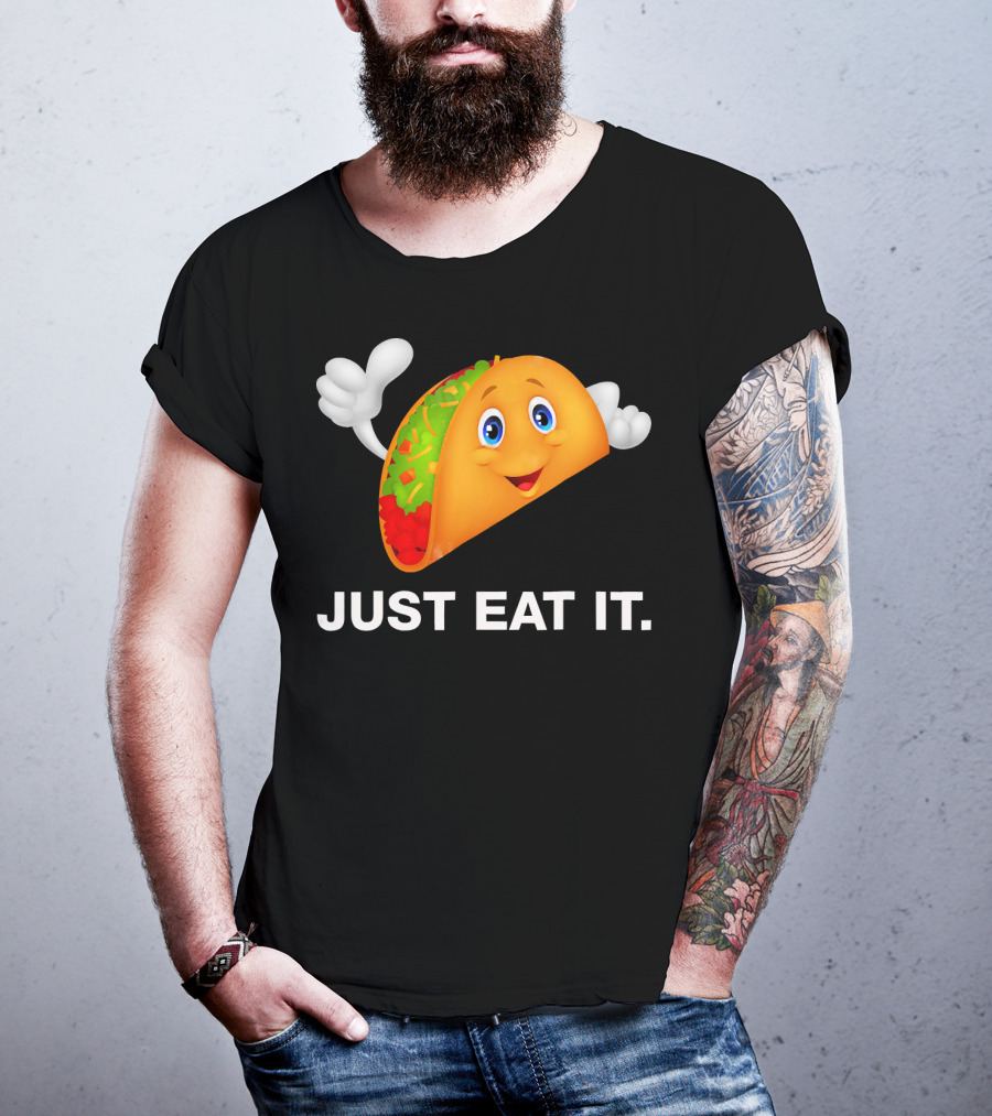 Just Eat It Taco Cartoon Emoji With Hands T-Shirt