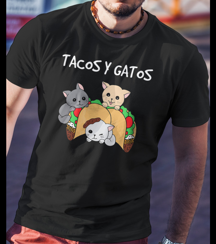 Tacos Y Gatos Cute Funny Cats In Tacos T-Shirt