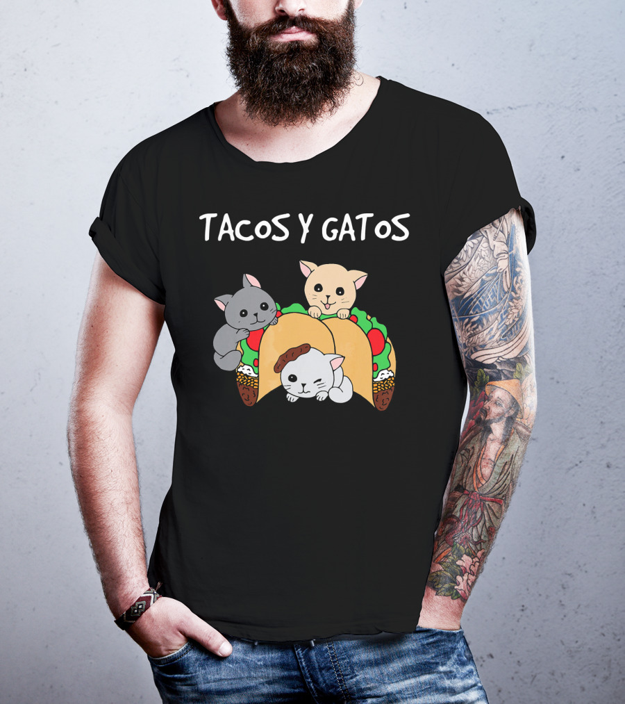 Tacos Y Gatos Cute Funny Cats In Tacos T-Shirt