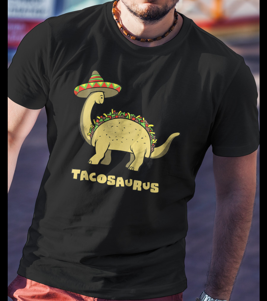 Kids Funny Tacosaurus Dinosaur With Sombrero Hat T-Shirt