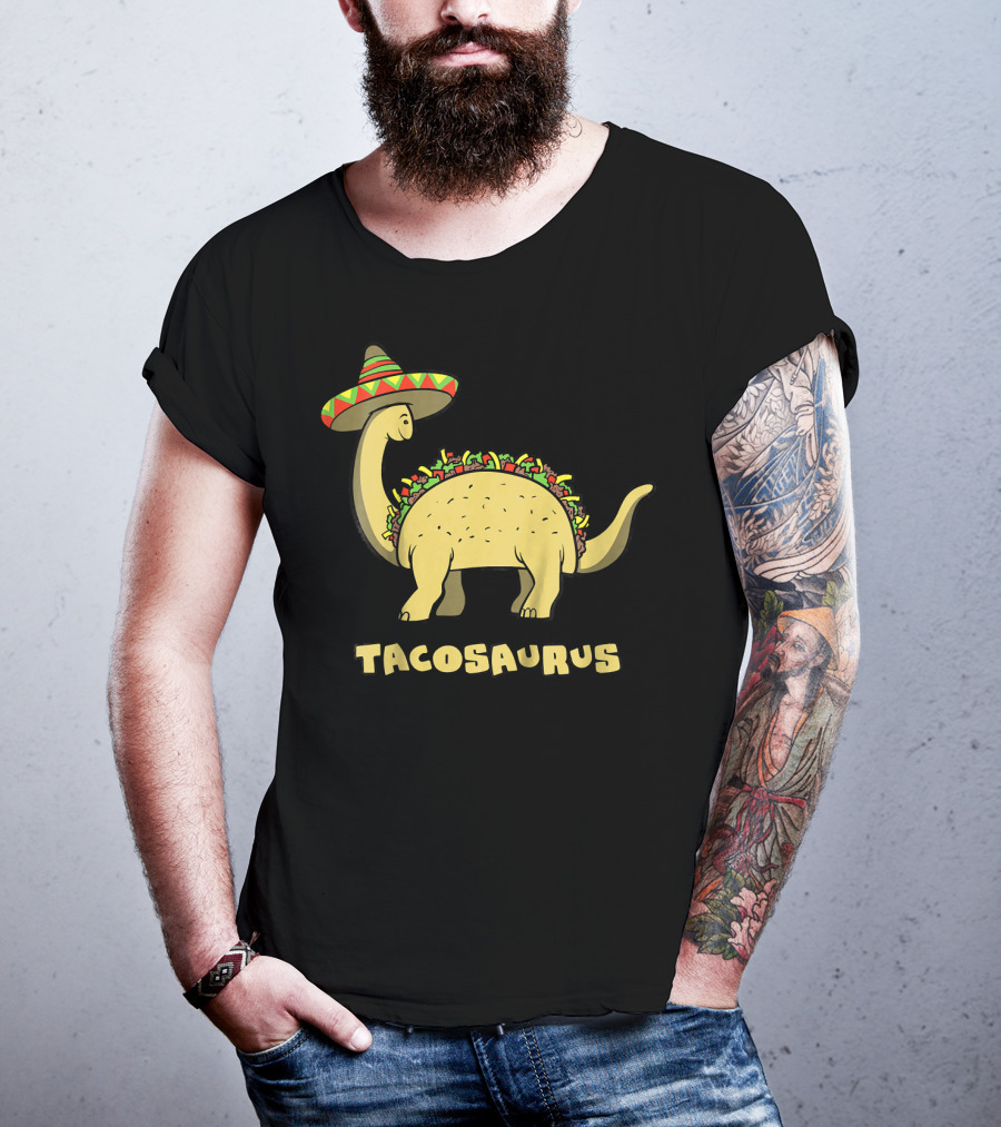 Kids Funny Tacosaurus Dinosaur With Sombrero Hat T-Shirt