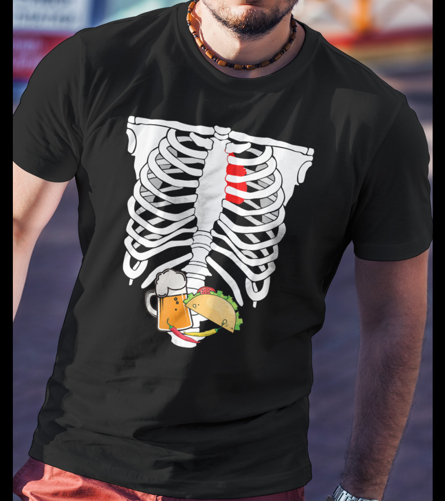 Skeleton X-Ray Taco Beer Unis T-Shirt