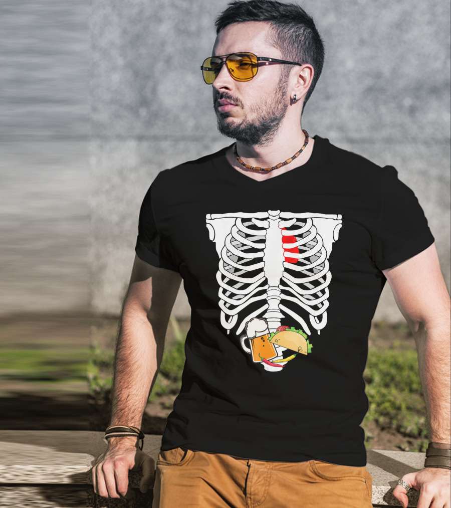 Skeleton X-Ray Taco Beer Unis T-Shirt