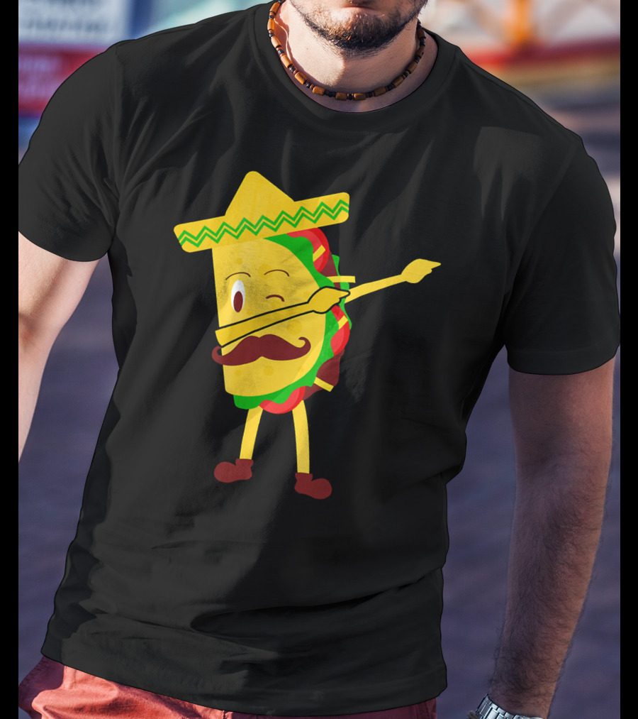 Taco Taco Lover Dabbing Sombrero Mustache T-Shirt