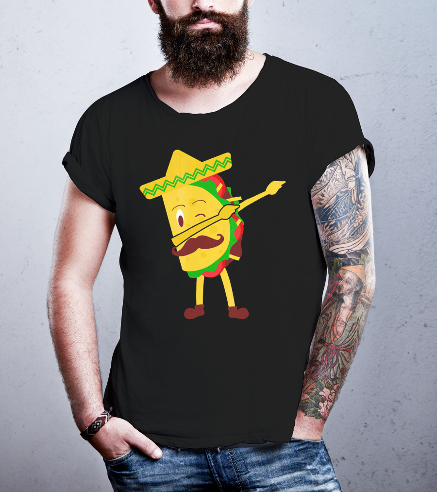 Taco Taco Lover Dabbing Sombrero Mustache T-Shirt
