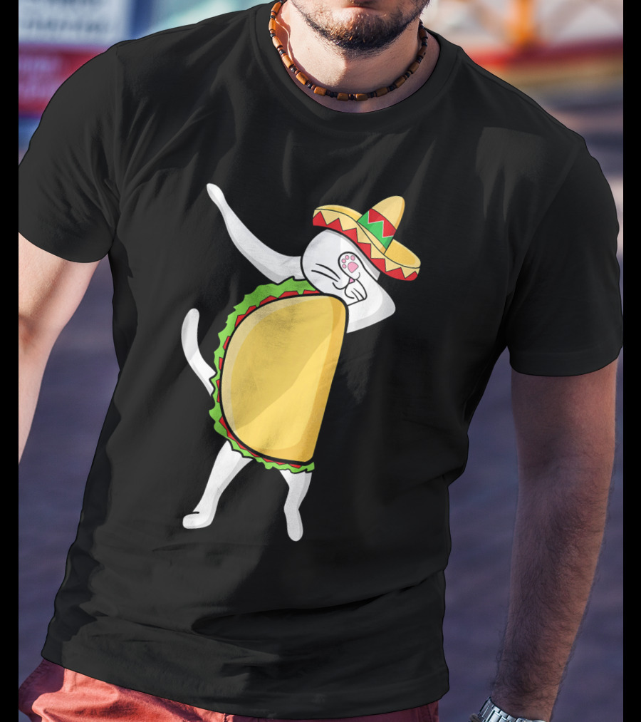 Dabbing Taco Cat Tacocat Cinco De Mayo Sombrero Fiesta T-Shirt