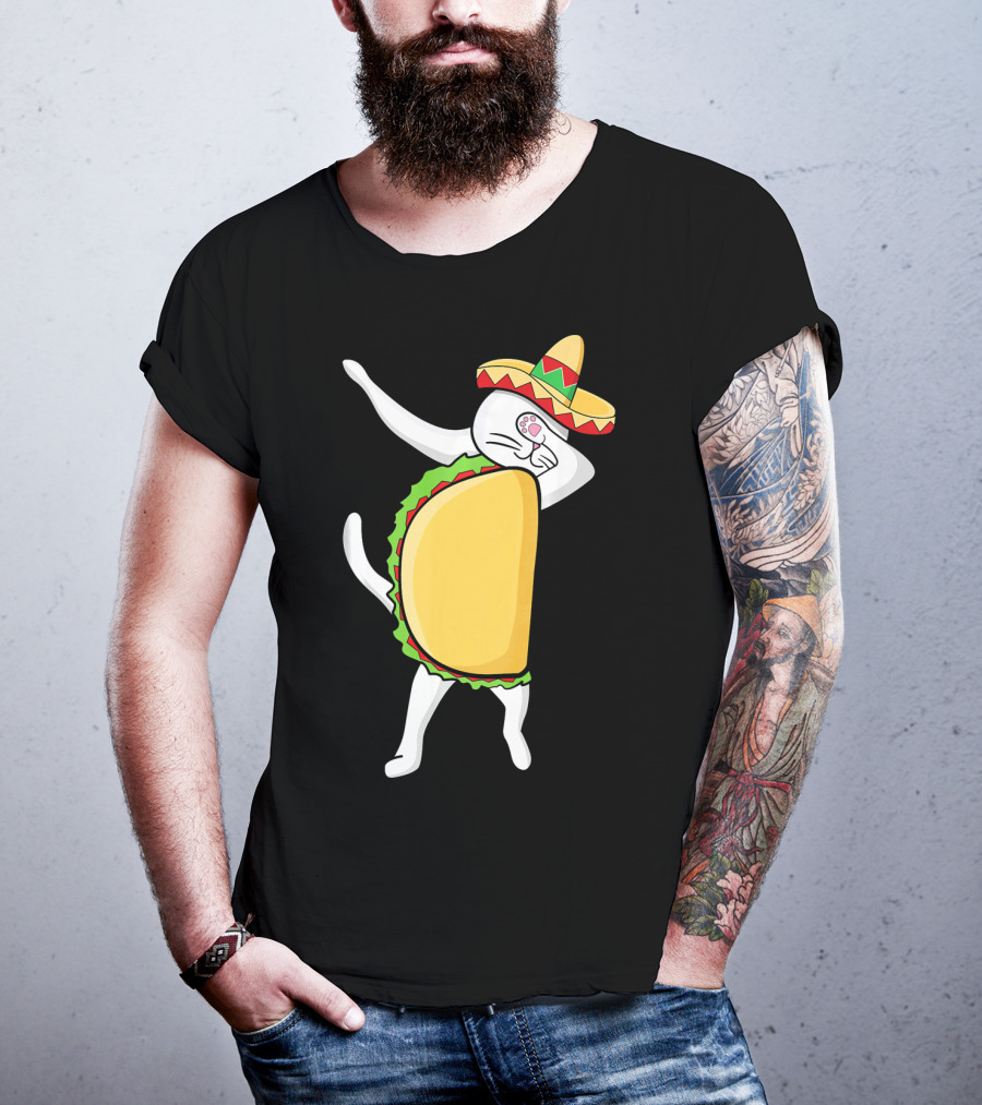 Dabbing Taco Cat Tacocat Cinco De Mayo Sombrero Fiesta T-Shirt