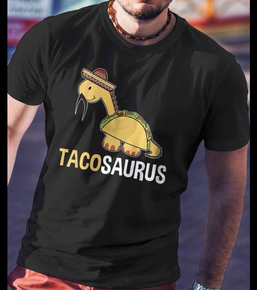 Tacosaurus Dinosaur Wearing Sombrero T-Shirt