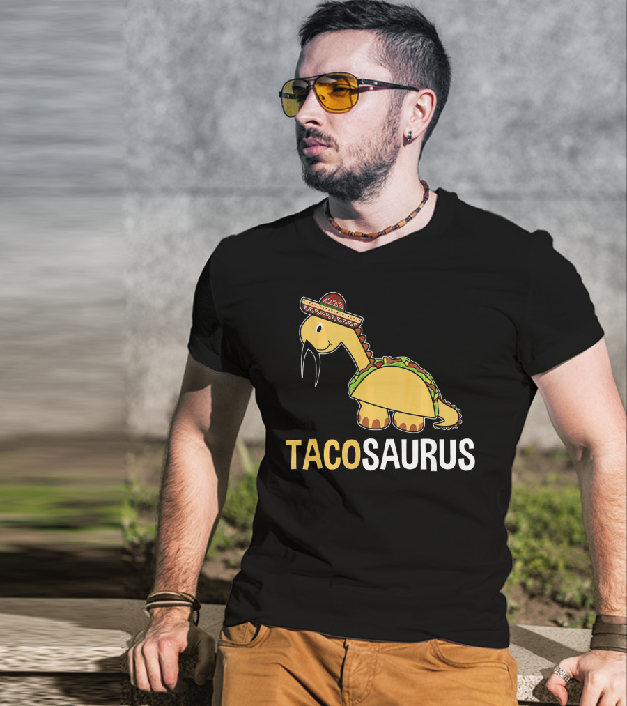 Tacosaurus Dinosaur Wearing Sombrero T-Shirt
