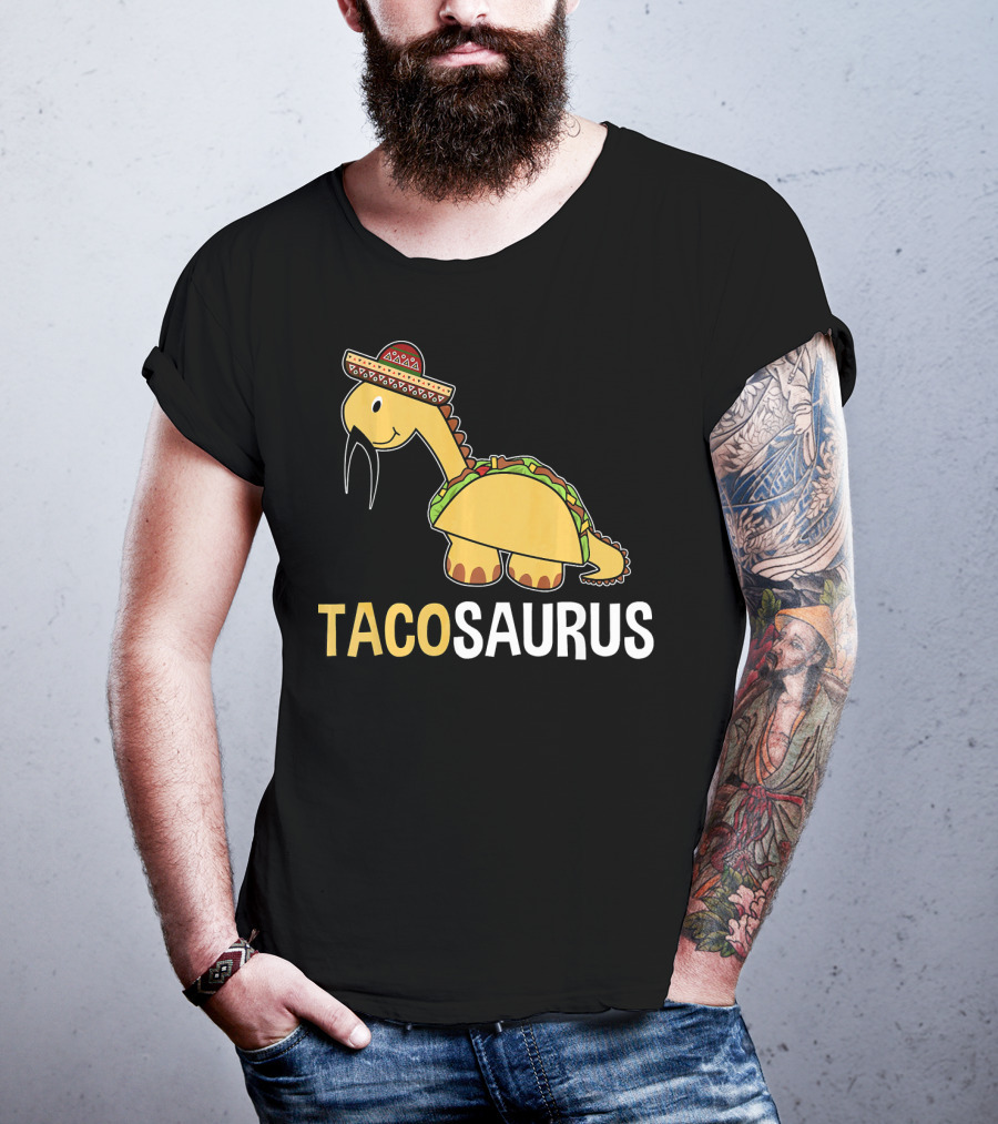 Tacosaurus Dinosaur Wearing Sombrero T-Shirt