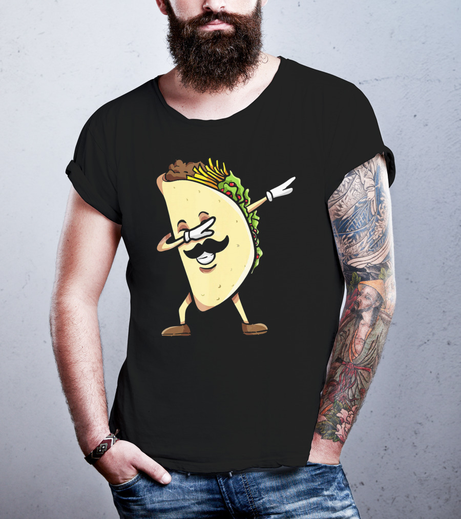 Dabbing Taco Mexican Food Lover With Mustache Dancer T-Shirt