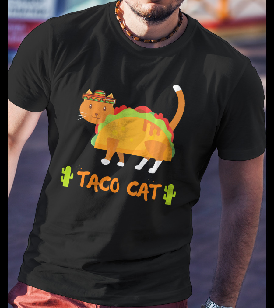 Taco Cat Sombrero With Cactus Fun T-Shirt