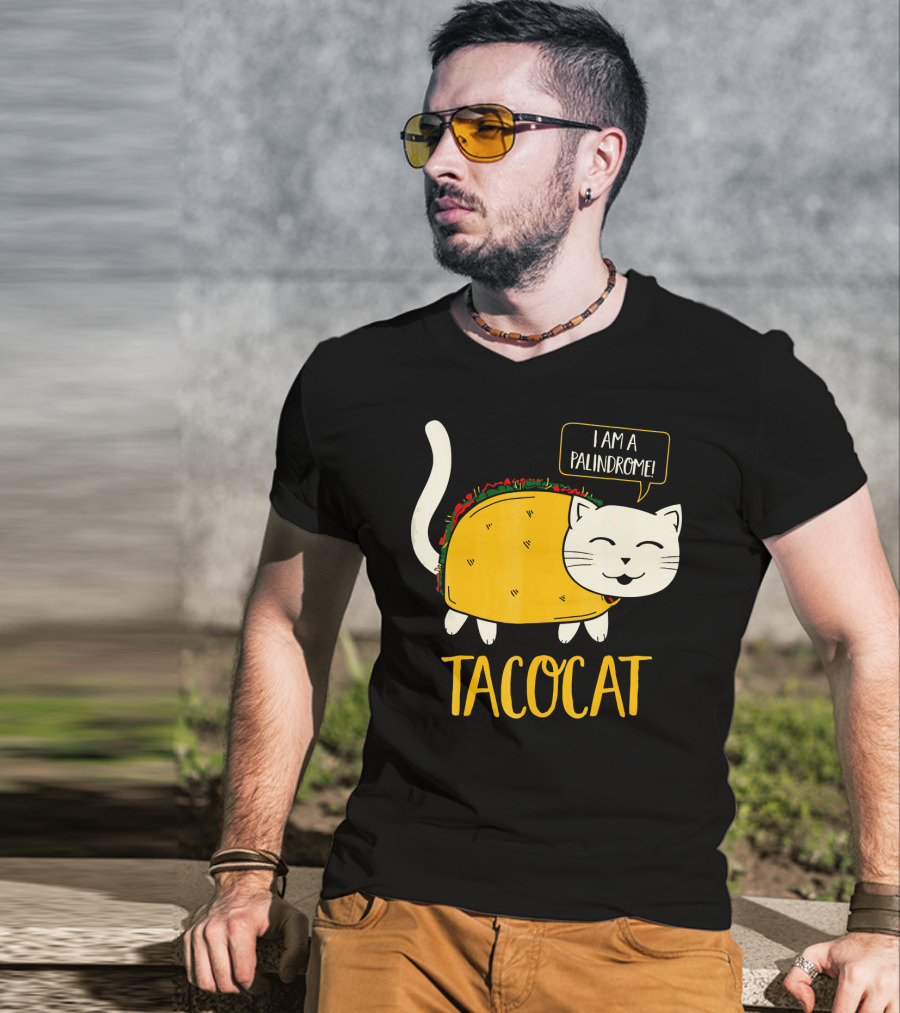 Tacocat I Am A Palindrome Cat Tacos T-Shirt