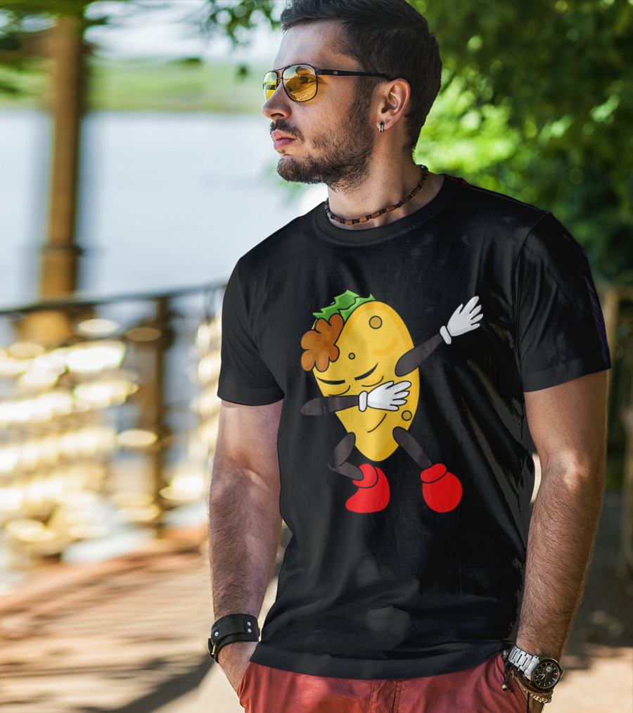 Dabbing Taco Funny Taco Lover Character With Red Shoes T-Shirt