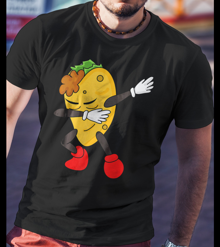 Dabbing Taco Funny Taco Lover Character With Red Shoes T-Shirt
