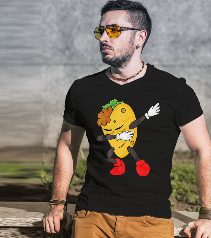 Dabbing Taco Funny Taco Lover Character With Red Shoes T-Shirt