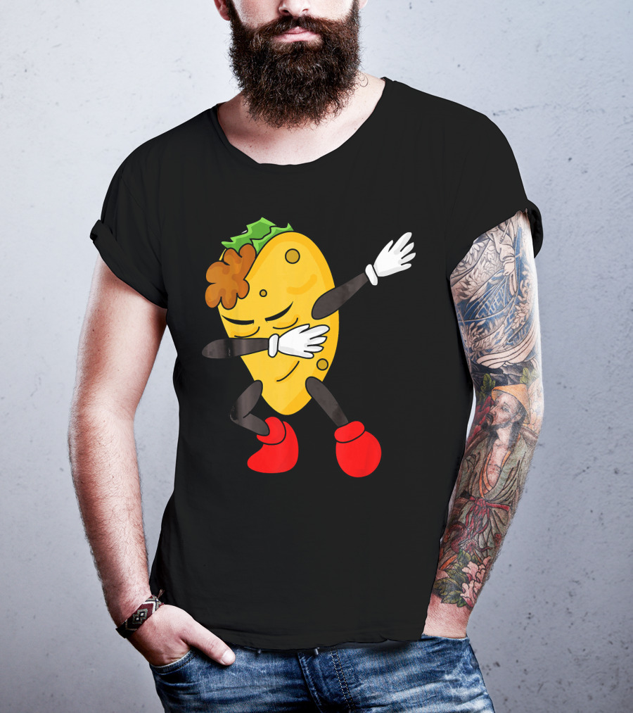 Dabbing Taco Funny Taco Lover Character With Red Shoes T-Shirt
