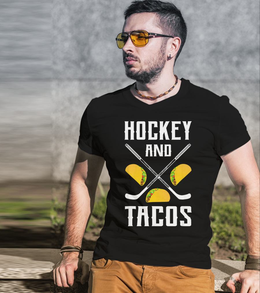 Hockey And Tacos Crossed Sticks And Tacos T-Shirt