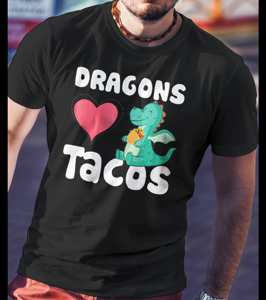 Dragons Love Tacos Heart Dragon Eating Taco T-Shirt