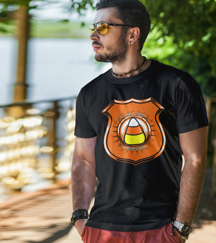 Candy Corn Inspector Police Badge Emblem T-Shirt