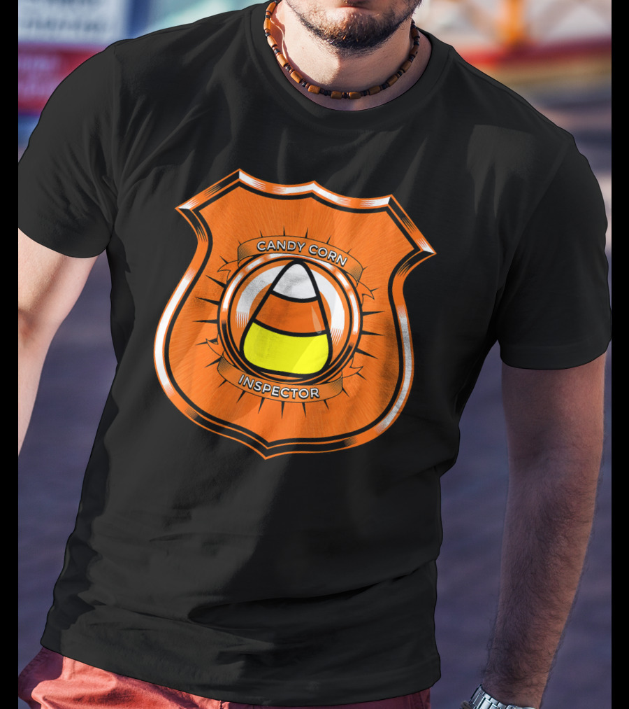 Candy Corn Inspector Police Badge Emblem T-Shirt
