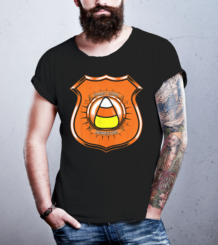 Candy Corn Inspector Police Badge Emblem T-Shirt