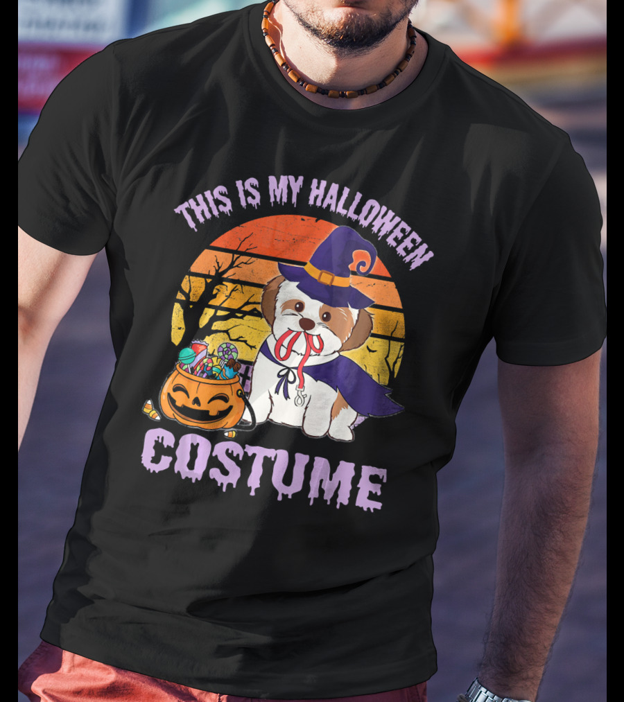 This Is My Halloween Costume Shorkie Dog Witch Pumpkin Candy T-Shirt