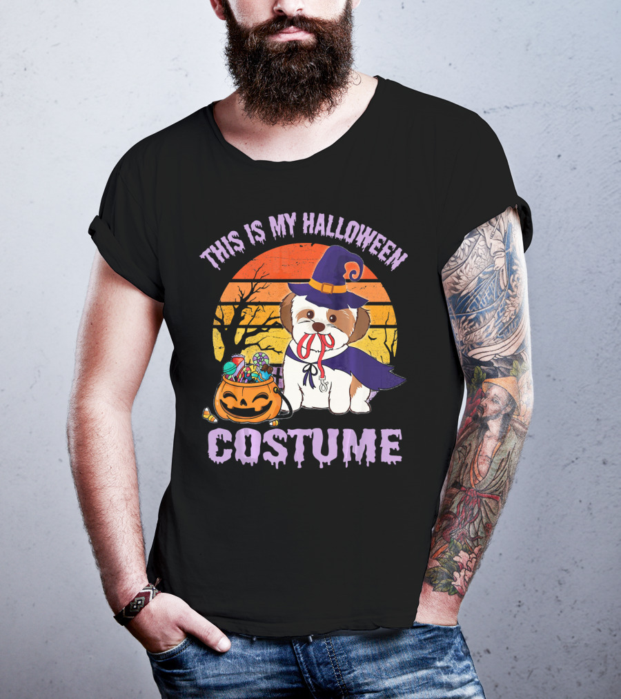 This Is My Halloween Costume Shorkie Dog Witch Pumpkin Candy T-Shirt